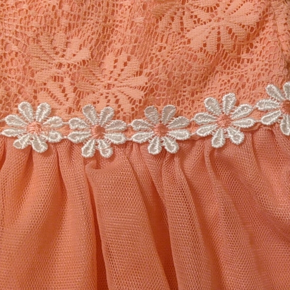 Adorable Daisy Pattern Melon Colored dress Sz 0-3m - Picture 3 of 4